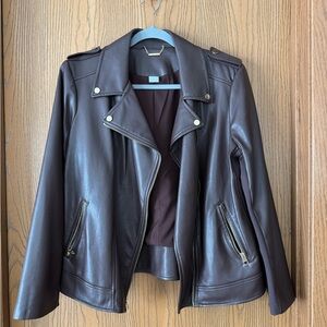 Chico's Dark Brown Faux Leather Moto Jacket